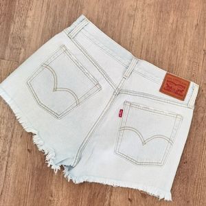 Levi's distressed high risedenim shorts